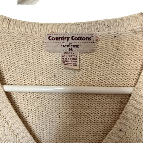 Country Cottons Cross Creek Men's Sweater Vest Cream Size M Silk Cotton Blend - Picture 5 of 8
